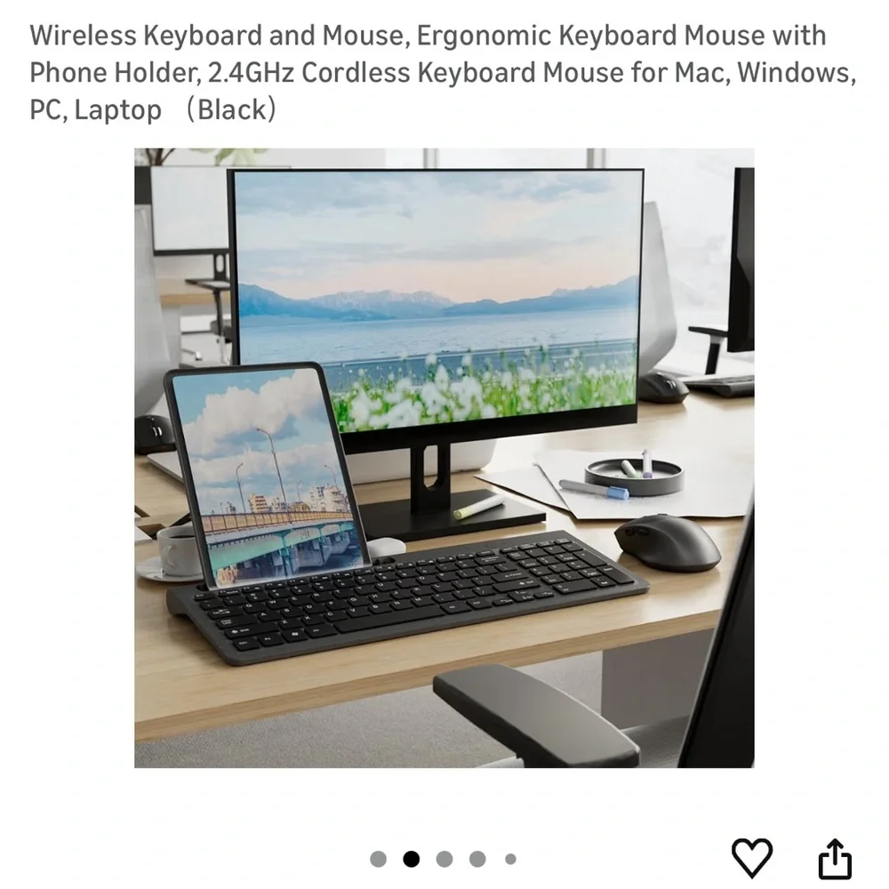 Wireless Black Keyboard and Mouse Set